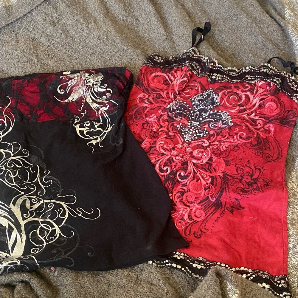 Maurices Elegant Red and Black Tank Tops
